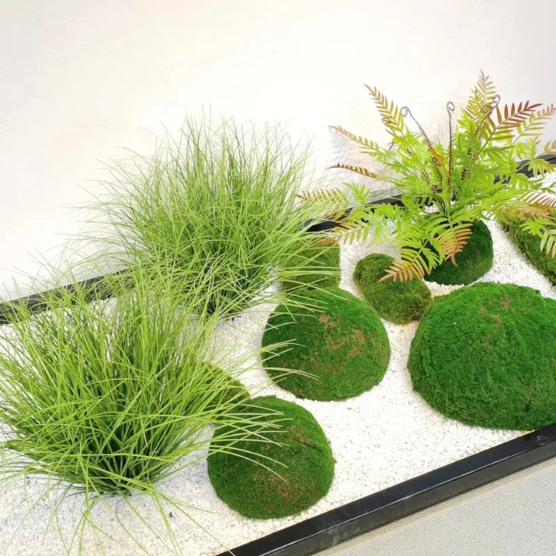 décoration extérieure plante artificielle vert clair moderne feuilles fines pointues exposition jardinextérieur