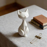 statue chat blanc crème texture rugueuse minimaliste deco maison erotique figurine