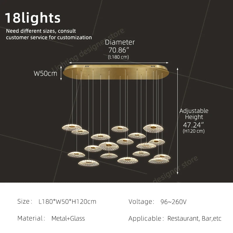 suspension lumineuse contemporaine transparente dorée ajourée salon restaurant led 4000k 3000k 6000k