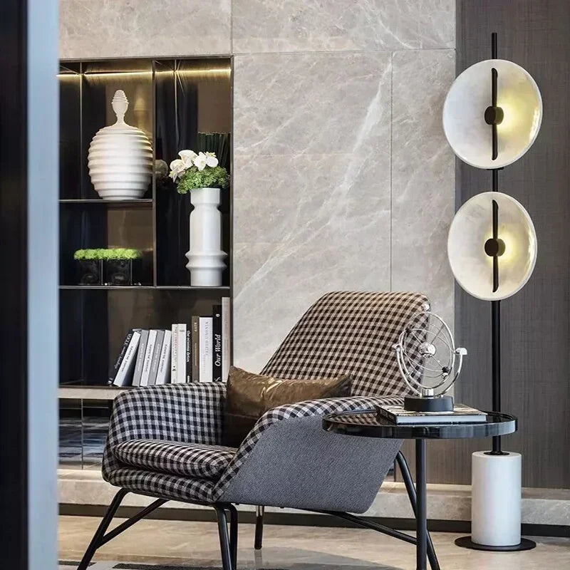 lampe sol marbre blanc noir moderne 11w 15w led 2700k 6000k vde