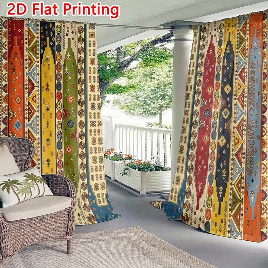 rideaux imprimés géométriques multicolore moderne opaques polyester inclusiaux fenêtres