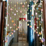 rideau porte multicolore fleurs crochetées décoration bohème intérieur semi transparent artisanal festif