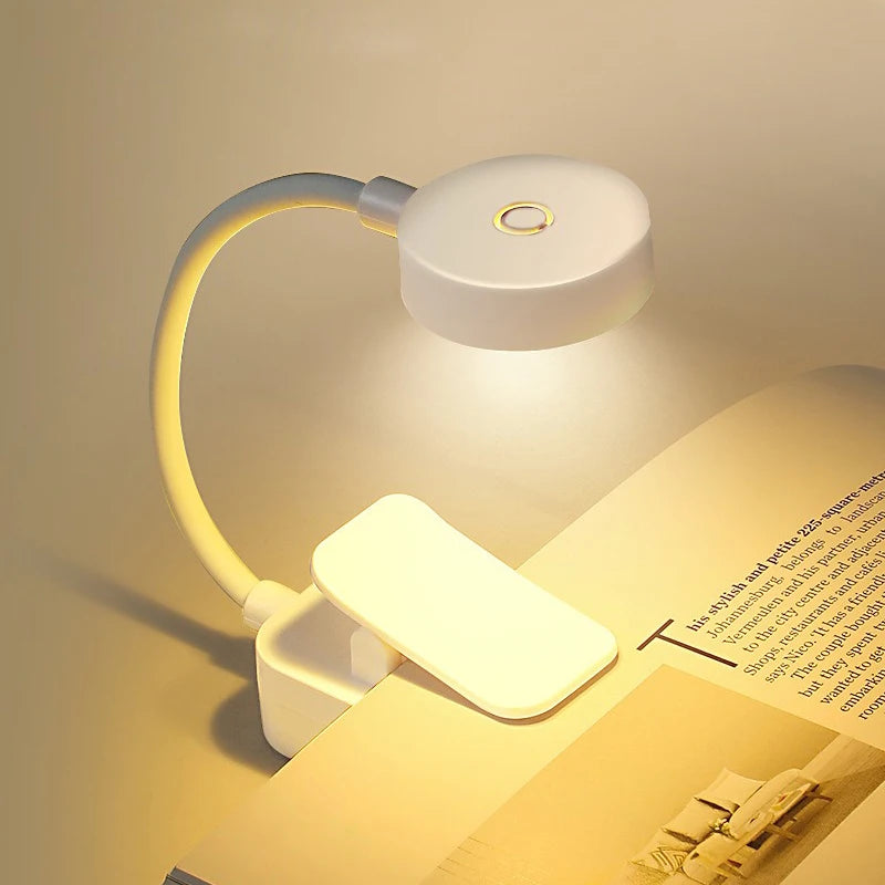 lampe pince led rechargeable usb blanc moderne protection yeux clip table étudiante