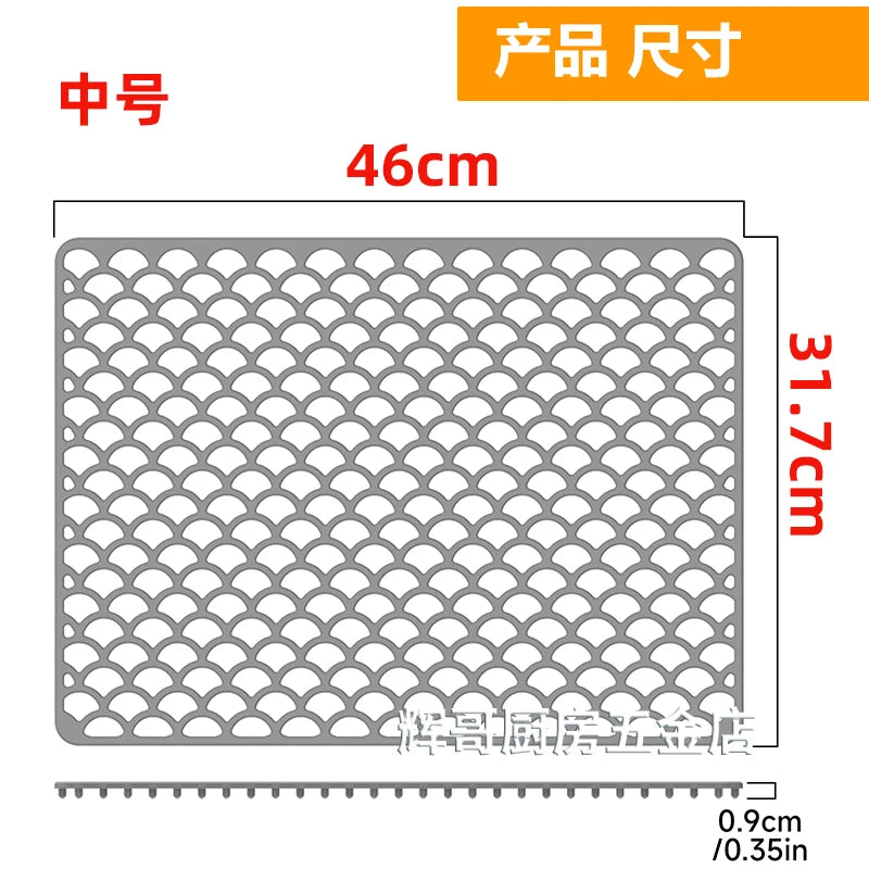 tapis cuisine silicone gris moderne perforé protection évier 72x39.5cmversiblelavabo