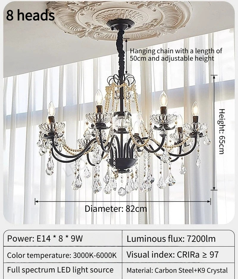 lustre cristal noir blanc classique baroque suspension salon chambre