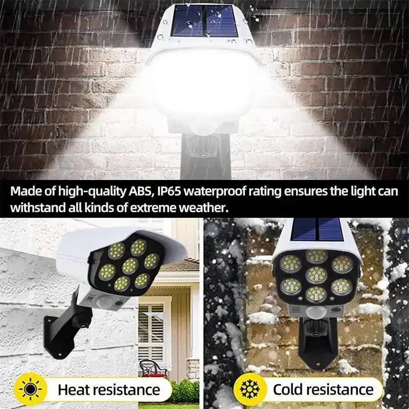 lampe solaire extérieure blanc moderne détecteur mouvement panneau solaire murale led 77 rondes