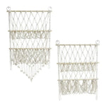 décoration murale macramé géométrique bohème franges suspendu tige bois ethnique artisanal triangles losanges