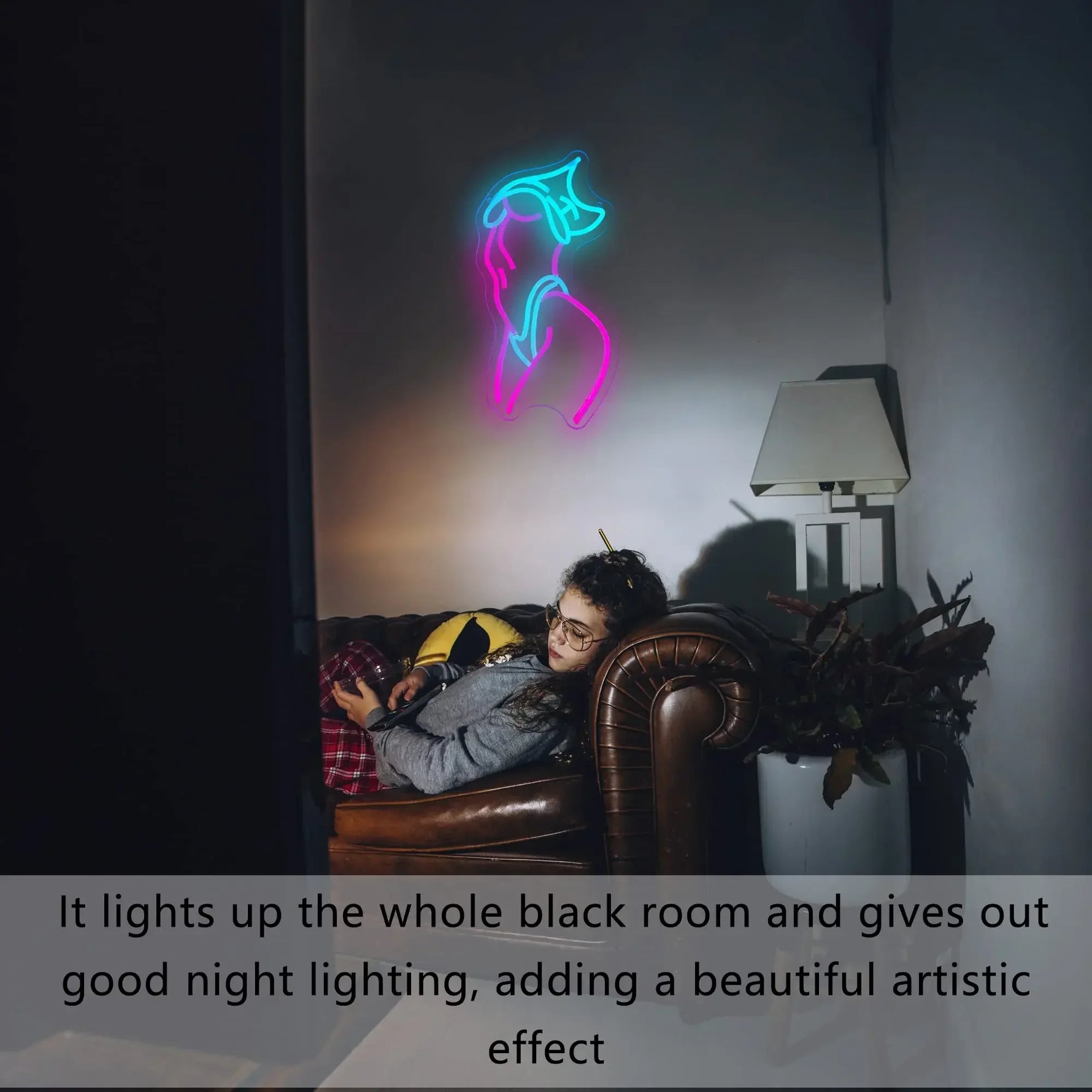 Enseigne néon LED rose éteinte pour montrer son design