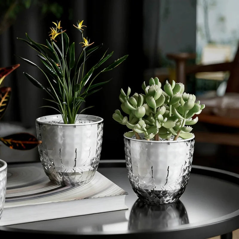 pots fleurs transparents diamant moderne hydroponie culture plantes absorption automatique'eau 11cm 16cm