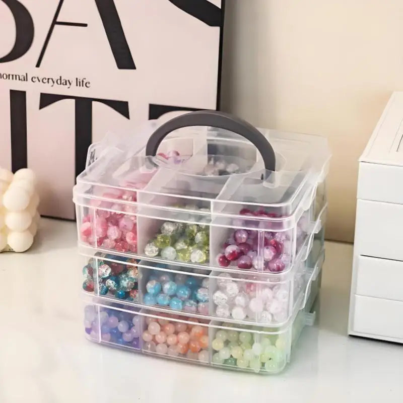 boîte rangement transparente velours multicolores ajustable empilable compartiments modernes poignée pratique