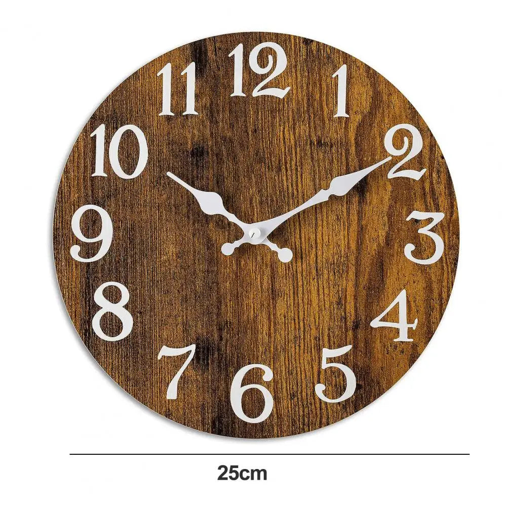 horloge murale bois vintage rustique sans tic tac analogique salon décoration chambre números