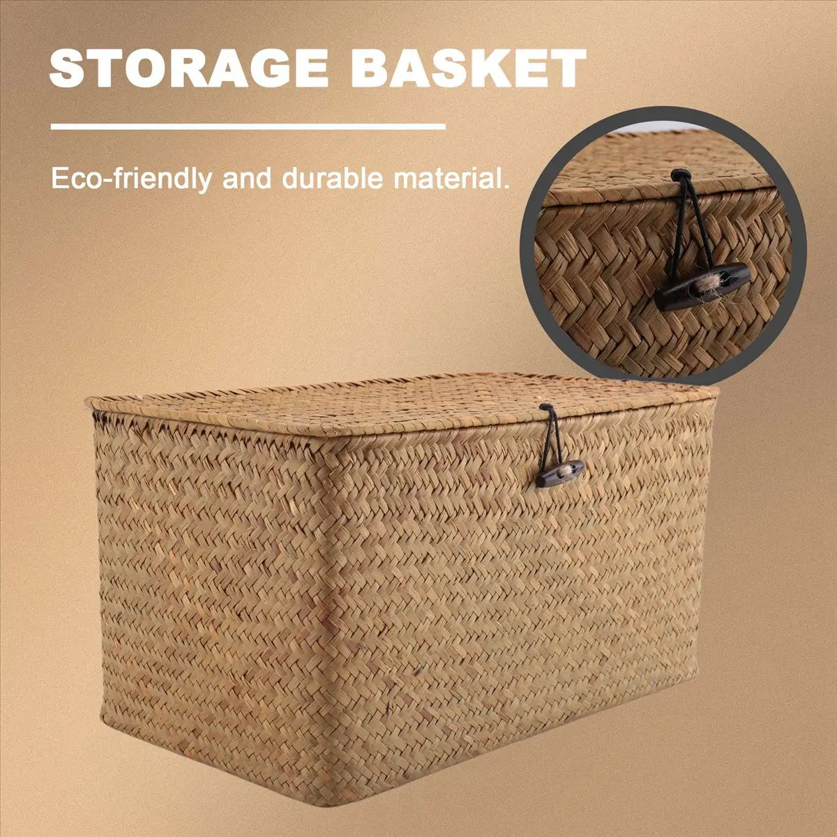 panier rangement tissé main naturel rustique couvercle cordon bois organisation bijoux maquillage