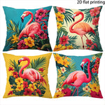 taies d'oreiller moderne imprimé flamants roses fleurs tropicales polyester respectueux environnement 40x40cm 45x45cm 50x50cm
