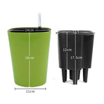 pots plantes autoarrosants indicateurs eau moderne thermomètre pieds boisDecoration intérieure blanc noir vert rond