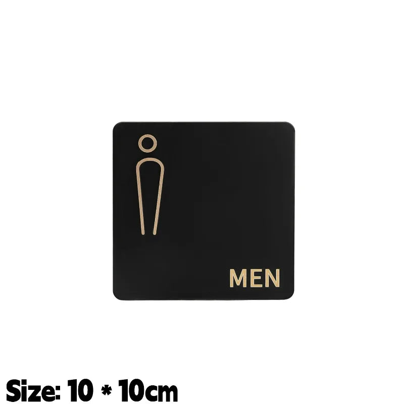 panneau toilette moderne adhésif symbole homme femme wc handicapé noir doréscrição