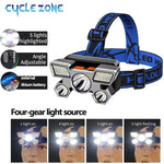lampe frontale rechargeable led gris bleu bande ajustable batterie intégrée camping