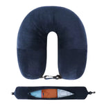 coussin voyage forme soie polyester velours noir confortable poche boucle ajustable