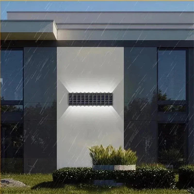 appliques murales solaires led noires decoration extérieure moderne panneaux solaires intégrés ip65