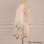 voile mariée deux couches broderie florale blanc clips fixation bord appliqué classique tulle translucide