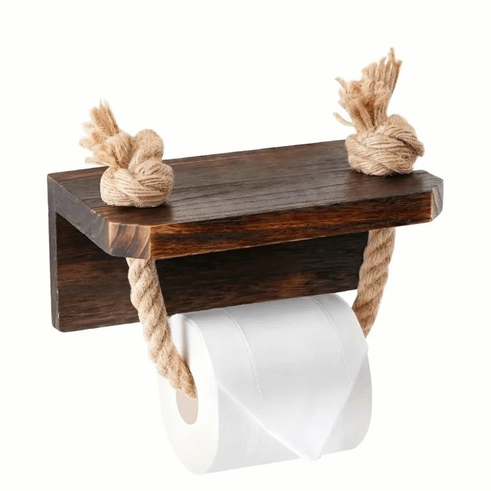 porte papier toilette bois vieilli rustique marins bohème etagere murale turquoise marron fonce