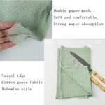 serviettes tissu coton double gaze multicolore boho chic bordure frangée réutilisable maison fête