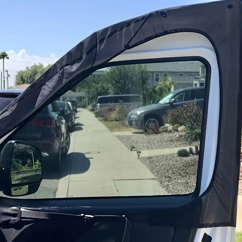 pare soleil voiture fenêtre protection uv fibre synthétique noir moderne clips sac rangement 106cm