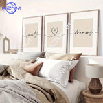 cadre art mural lettres coeur sweet dreams moderne minimaliste beige clair noir blanc
