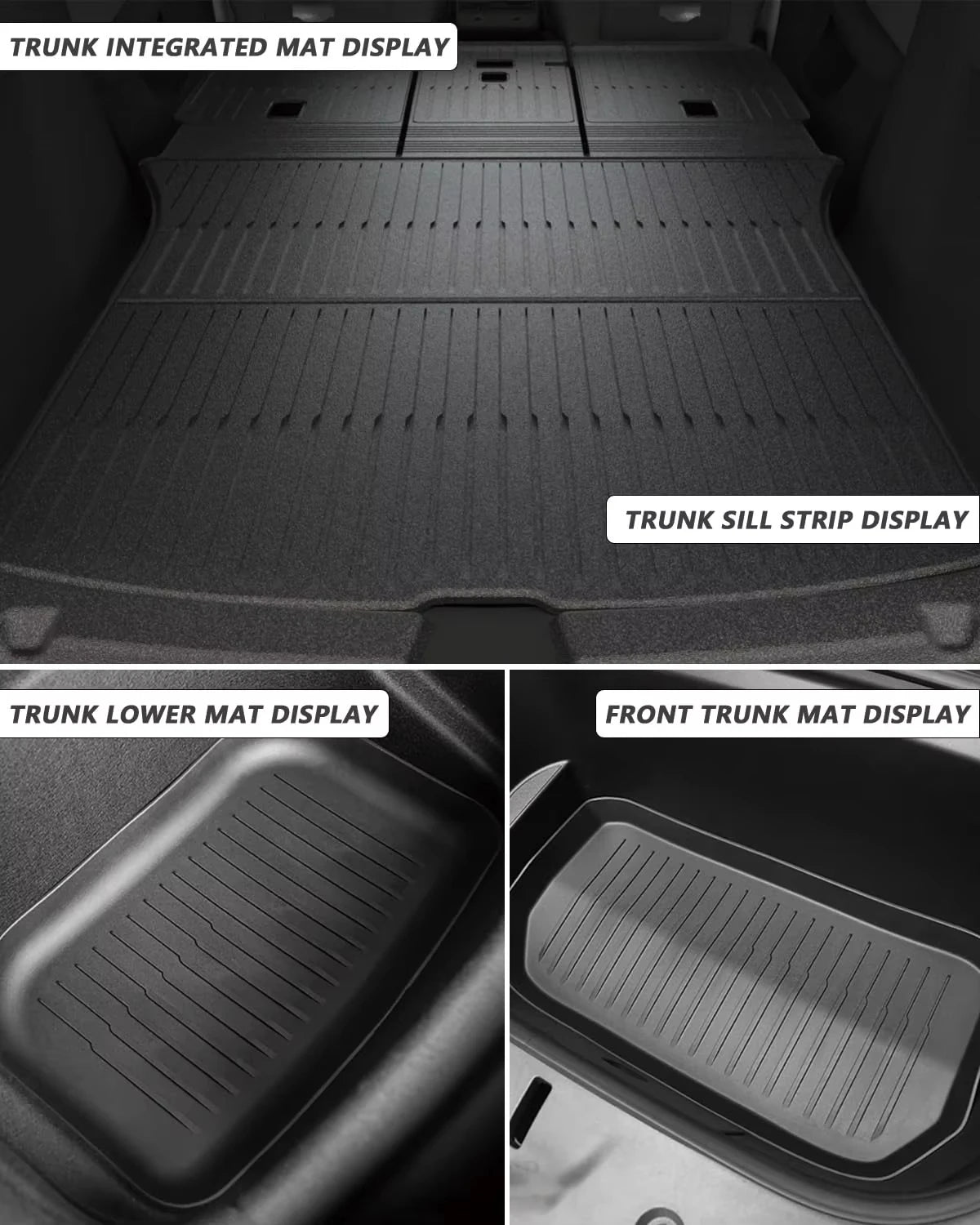 tapis sol noir rayures horizontales moderne tesla model 2025 2026 conducteur copilote arriere