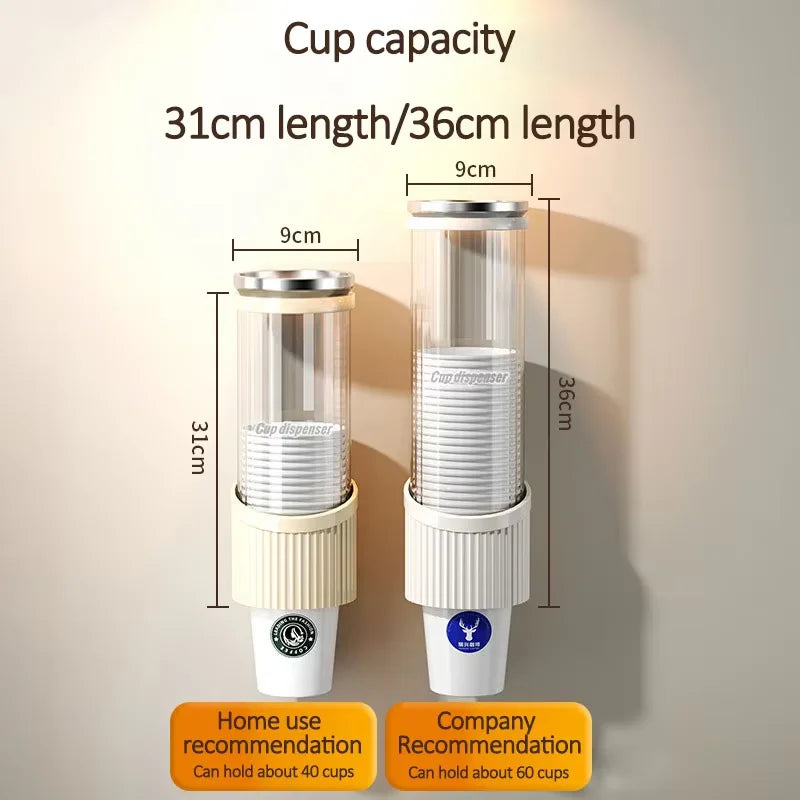 distributeur tasses moderne adhésif blanc gris rayures verticales tasses plastique papier longues