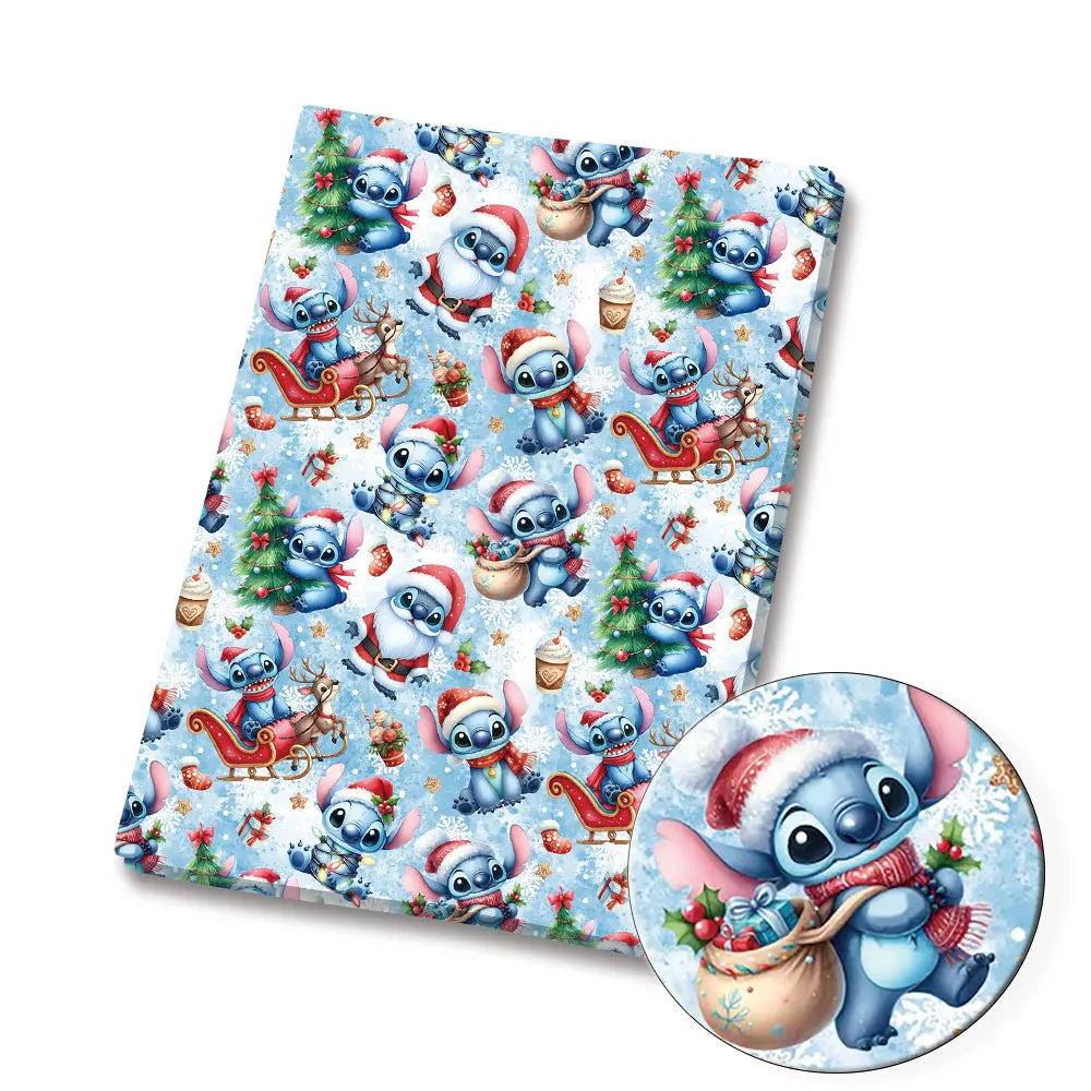 serviette table coton motif dessin animé personnages disney Noël textile maison enfant bleu