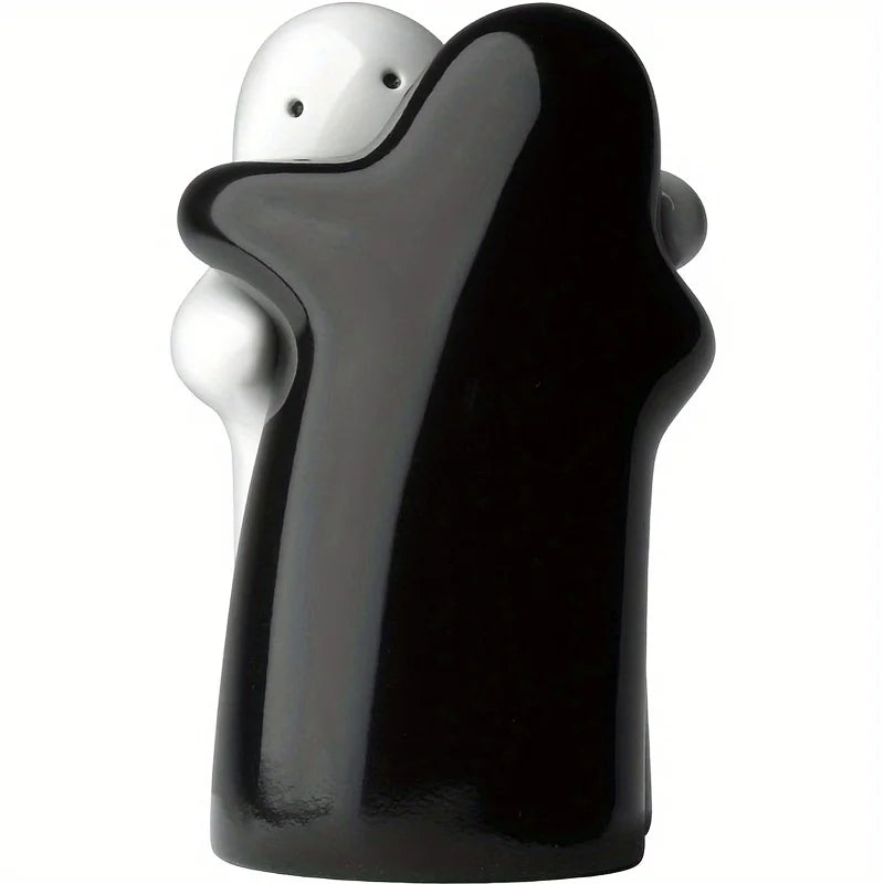 pots sel poivre céramique noir blanc émaillé modernes couple étreint minimaliste ornement table cadeau