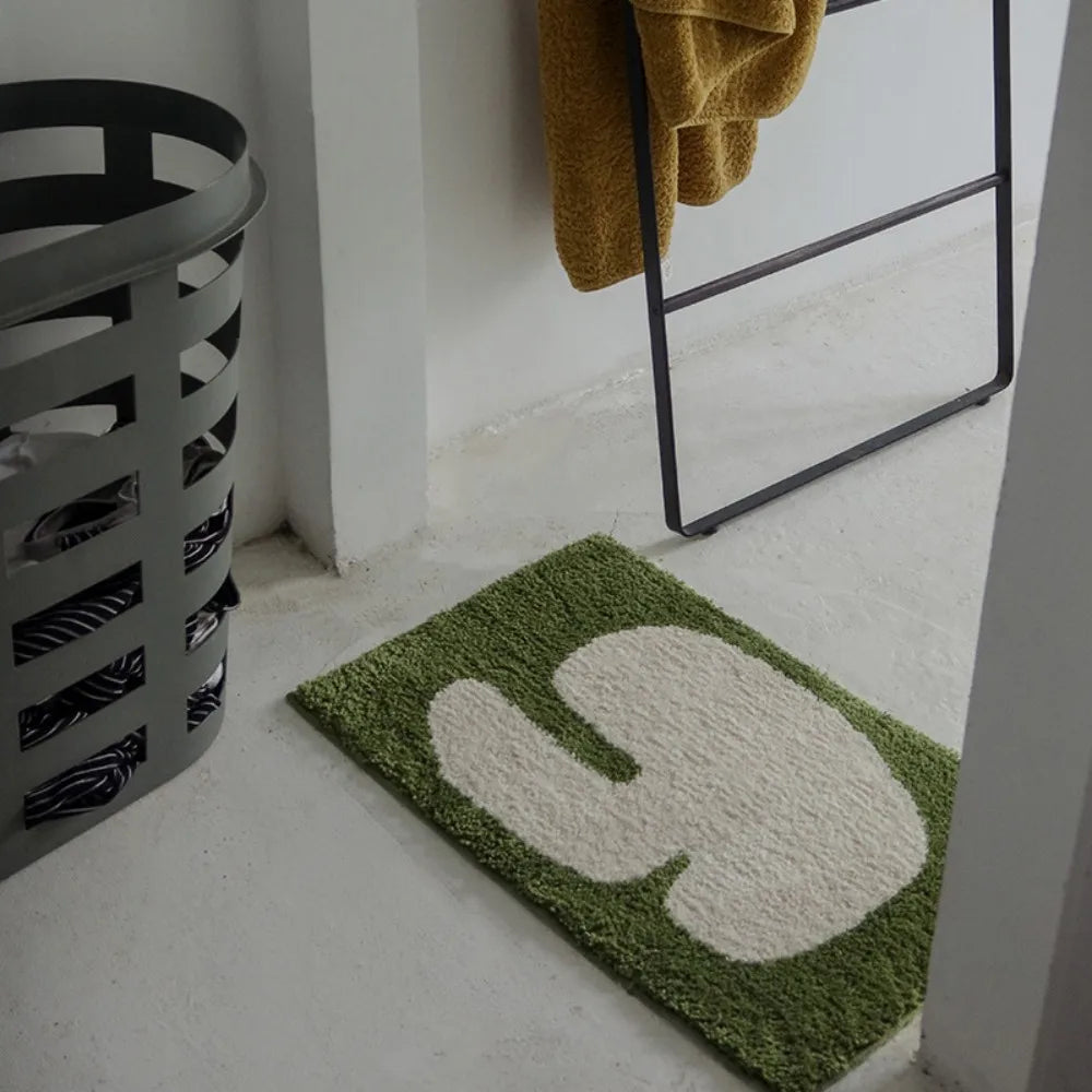 tapis antidérapant polyester moderne blanc noir vert beige sol salle bain cuisine