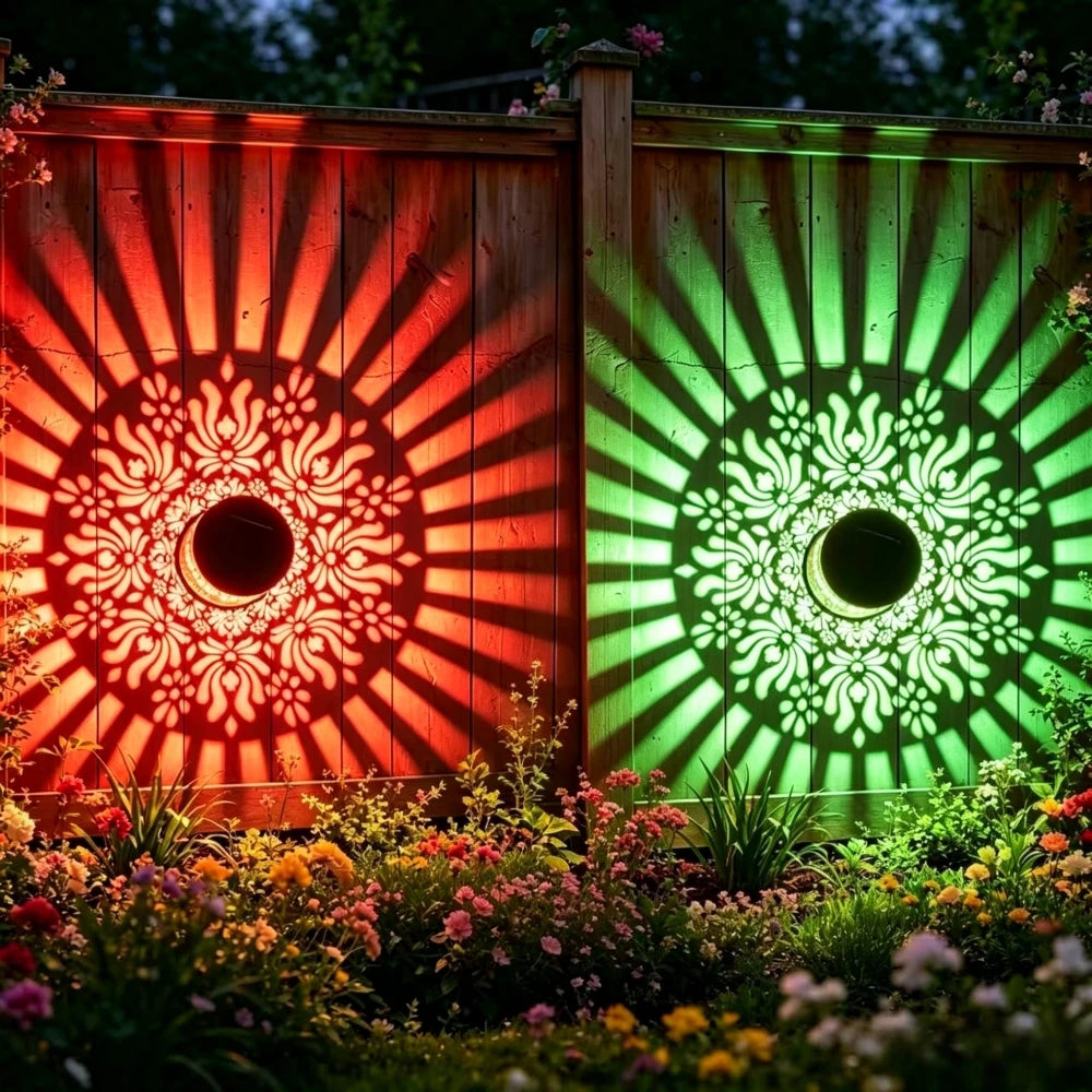lampe solaire mandala multicolore élégante autoinstallation ip65 led mur extérieur contemporain
