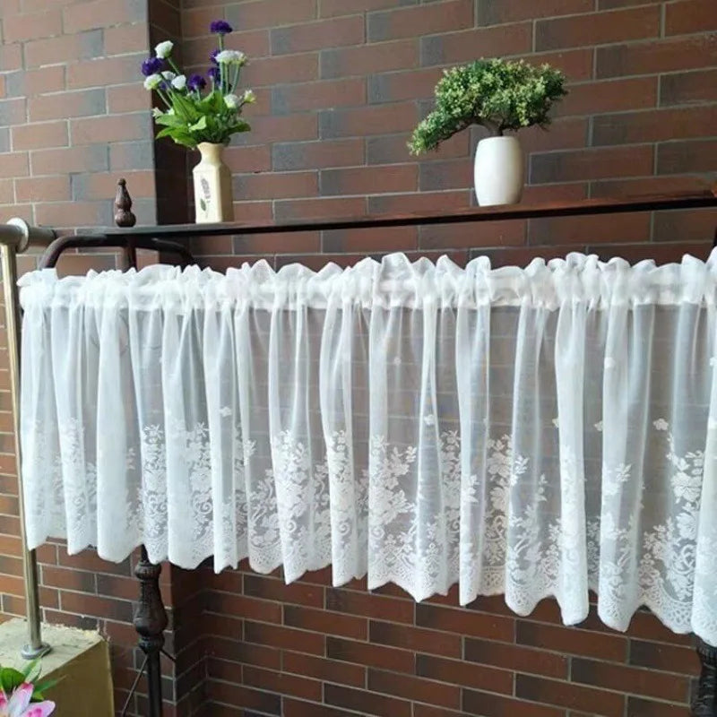 rideau dentelle blanche classique transparent polyester moderne boutique fenêtre