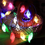 guirlande lumineuse halloween fantômes souriants led blanc jaune vert rose bleu festive vacances