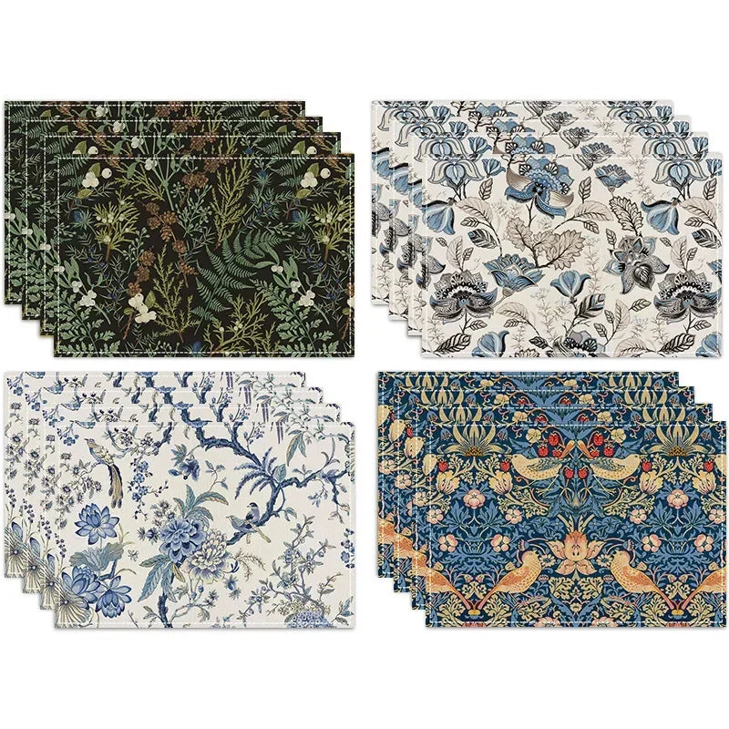 tapisserie art nouveau fleurs oiseaux feuillage bleu vert beige tapis decoratif moderne respectueux environnement