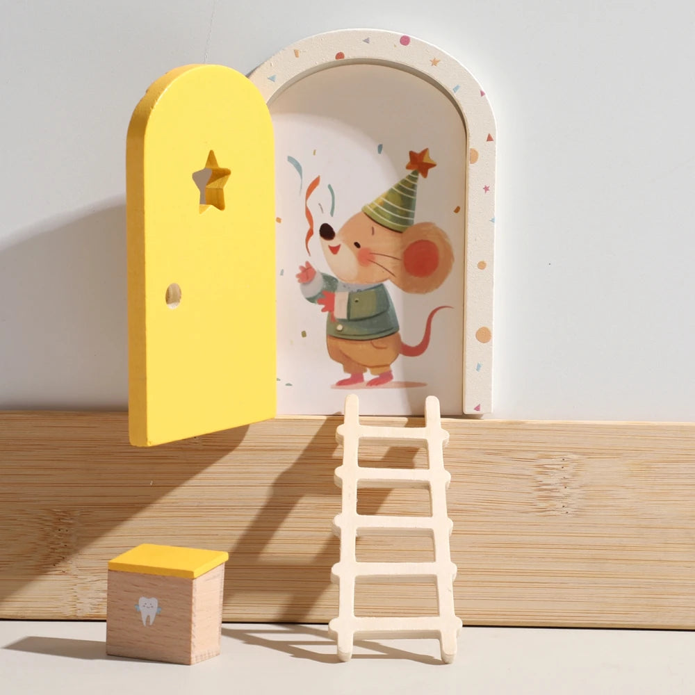 décoration murale enfantine porte souris festive étoiles bois boîte cadeau chambre bébé