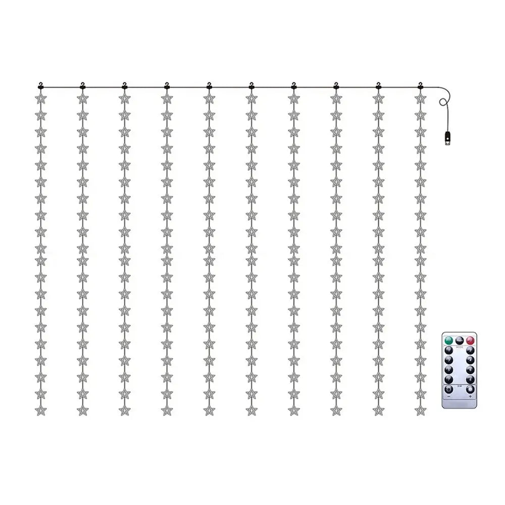 guirlande lumineuse étoiles blanc doré moderne adhésif 100 led 3m 1m noël