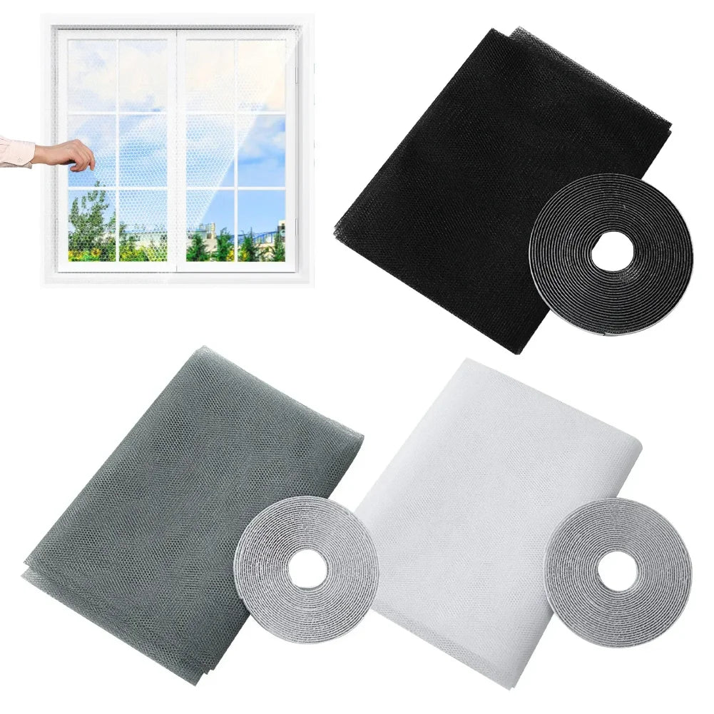 filet fenêtre adhésif anti insectes noir gris blanc maille fine moderne