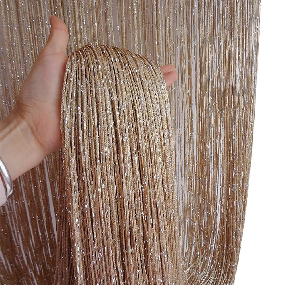 rideau pailleté doré moderne décoration fenêtre bureaupaque polyester fixé ruban
