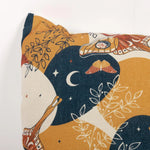 taies d'oreiller lin imprimées papillons lunes feuilles moderne 18x18 beige marron bleu orange