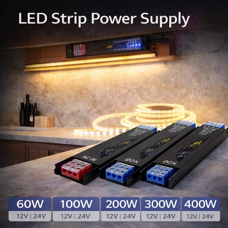 alimentation led 12v 24v 60w 100w 200w 240v 300w 400w ruban lumineux noire moderne