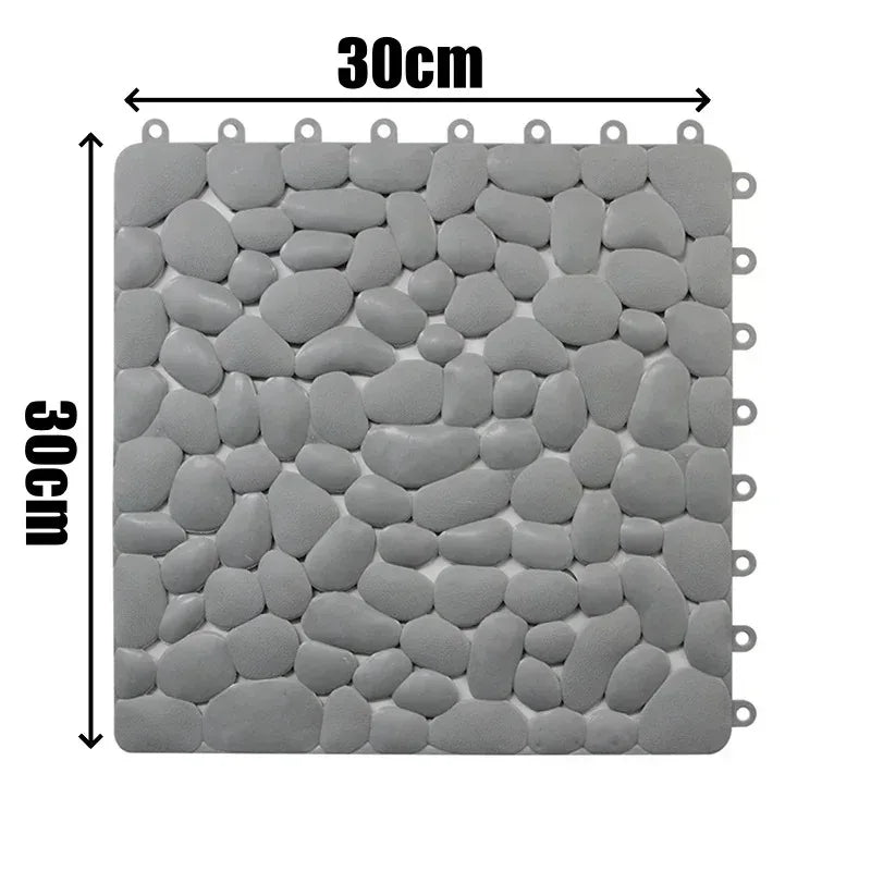 tapis sol antidérapant cailloux gris blanc moderne 30cm 30cm clips geometrique