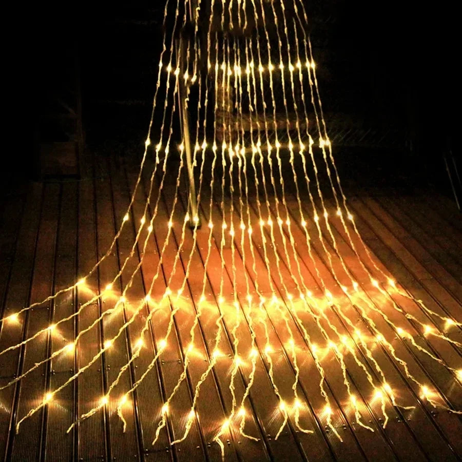 guirlande lumineuse rideau led blanche décoration noël intérieur extérieur pluie météore effet cascade moderne