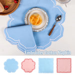 serviettes table brodées couleurs pastel rétro moderne utilisation maison restaurant decoration