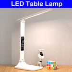 lampe table led blanc moderne minimaliste base pivotante affichage numerique bouton tactile usb charge
