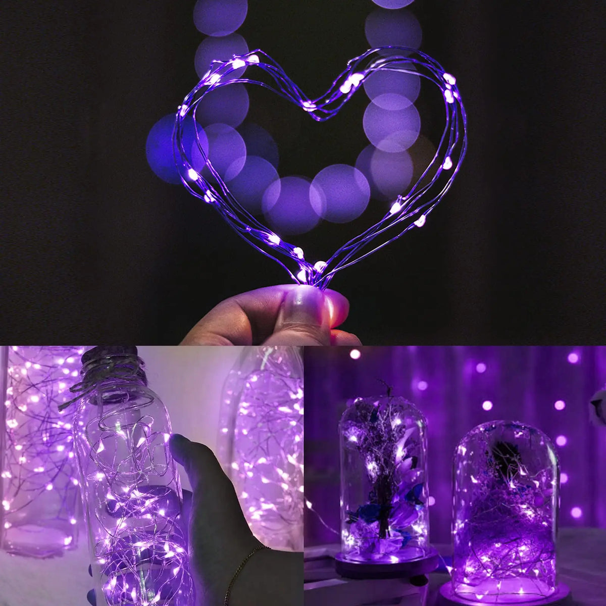 guirlande lumineuse led fil cuivre usb violet vert moderne décoration noël anniversaire chambre salon