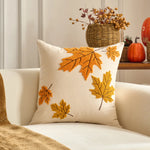 housse coussin brodée citrouille motif automne rustique tassel adhésif décoration maison nordique polyester coton