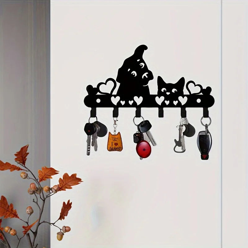 porte clés mural chien chat cœur métal découpé décoration entrée fixations animaux