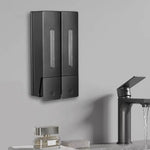 distributeur savon mural adhésif moderne noir blanc grande capacité 400ml